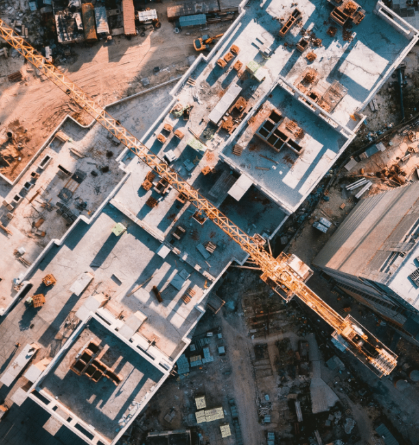 Aerial view of a construction site
